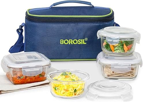 Borosil ITSQ32RN24UEC Glass Universal Lunch Box Set of 4, (2pcs 320 ml sqr + 2pcs 240 ml Rnd) Microwave Safe Office Tiffin on Amazon.ae - Price Tracker