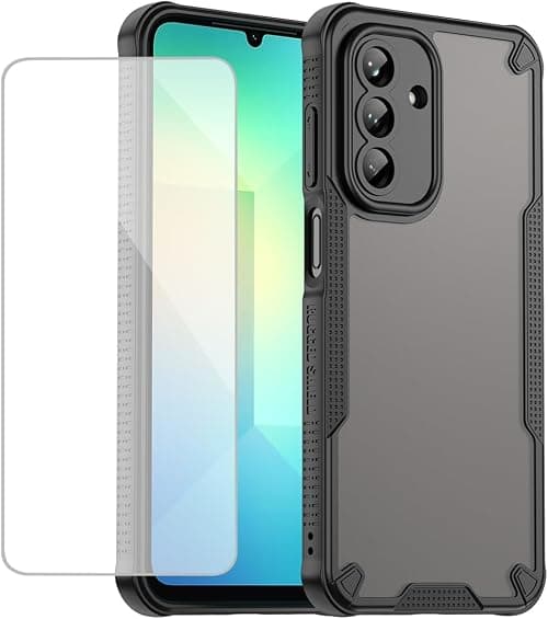 Case for Galaxy A26 Case/Galaxy A17/Galaxy F17 5G/M17 5G SM-A266B with Tempered Glass Screen Protector, Translucent Matte Back Cover Non-Slip Texture Phone Cover for Samsung Galaxy A26 Black on Amazon.ae - Price Tracker