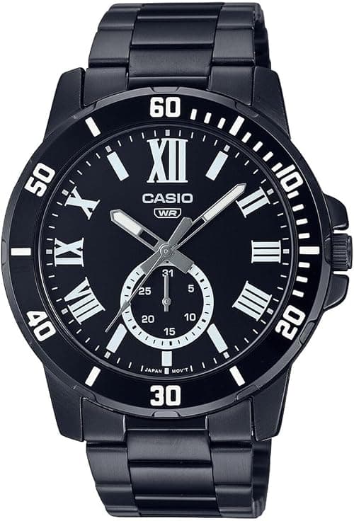 Casio Men Watch Analog Black Dial Black ion Plated Case Stainless Steel Band on Amazon.sa - Price Tracker