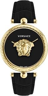Versace Collection Luxury Womens Watch Timepiece with a Black Strap Featuring a Gold Case and Black Dial, Gold, One size, Versace | Palazzo Empire - Best Deal Finder