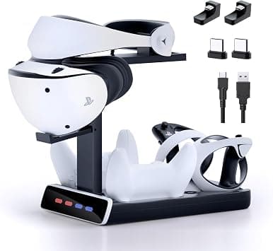 3-in-1 Controller Charging Dock for PSVR2 and PS5, VR Stand Display with LED Light, PS5 VR2 Storage Base Gaming Accessories, 4 Magnetic Clasp & Type-C Cable على Amazon.ae - متتبع الأسعار
