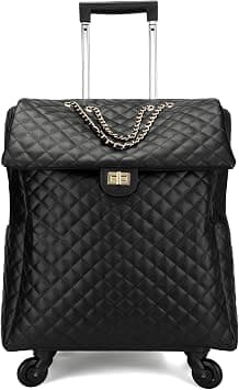 feilario 20in Leather Softside Underseat Carry on Suitcases Travel Duffel Bag with 4-rolling Spinner Wheels - Best Deal Finder