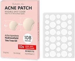 108 PCS Hydrocolloiod Pimple Patches With Tree Tea Oil - Acne Dots / Pimple / Zit Patches for Face - Skin Care Gift Set (Packaging May Vary) - Best Deal Finder
