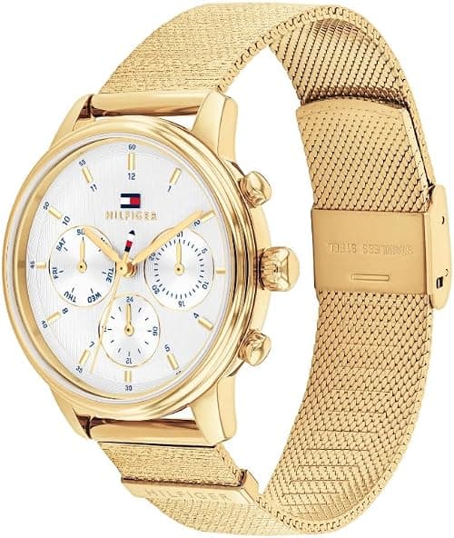 Tommy Hilfiger Analogue Multifunction Quartz Watch for Women with Gold Colored Stainless Steel Bracelet - 1782808 on Amazon.ae - Price Tracker