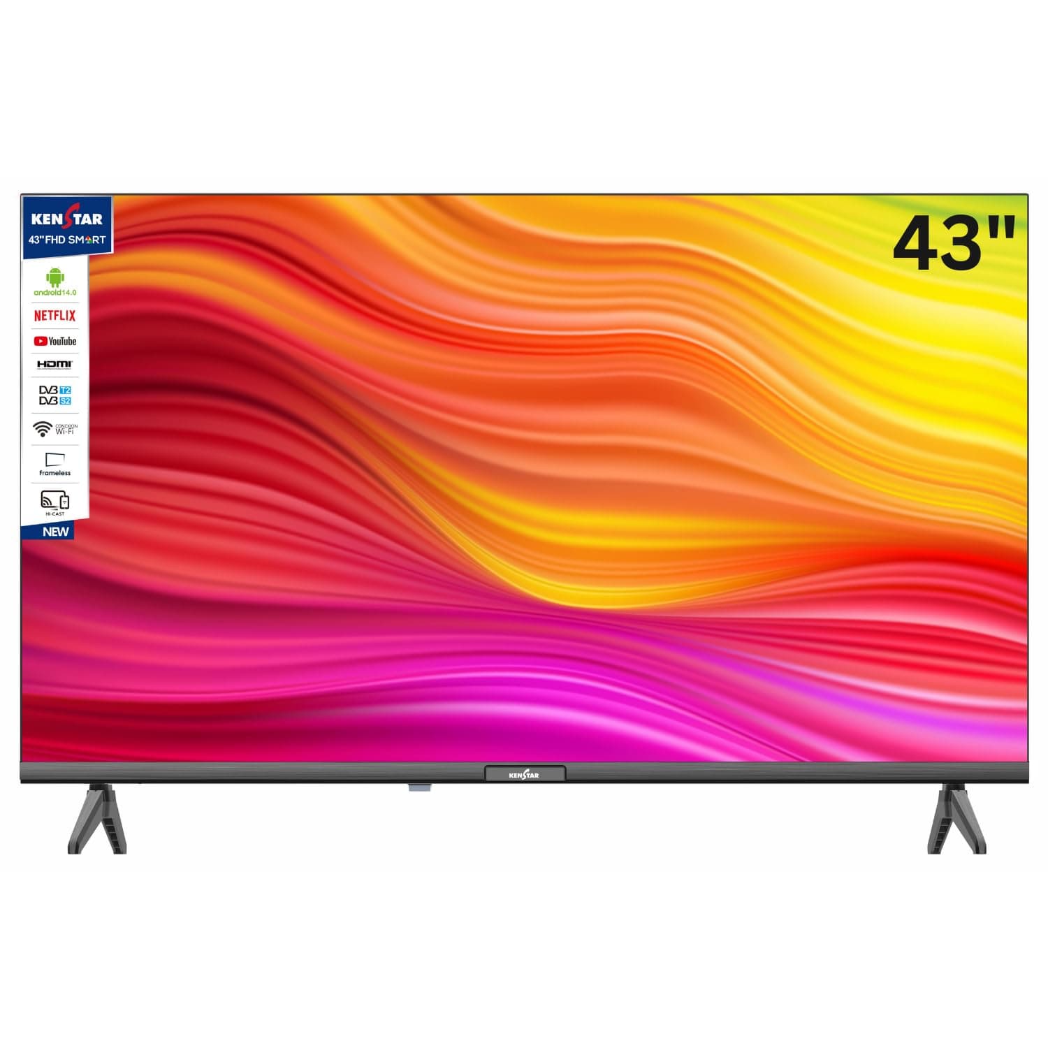 KENSTAR 43 INCH Full HD Smart TV with receiver DVB-T2/S2, Slim frameless design, Android 14v,with apps Netflix, YouTube, Prime Video, Shahid. Support HDMI,USB, WiFi, Hi-Cast. DR 1920 * 1080p on Amazon.ae - Price Tracker