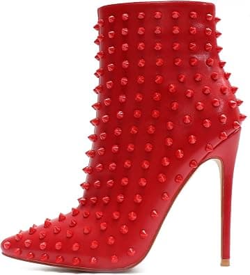 COLETER Women's Rhinestone Ankle Boots with Rivets Closed Pointed Toe Stilettos Autumn Warm Dress Booties on Amazon.ae - Price Tracker