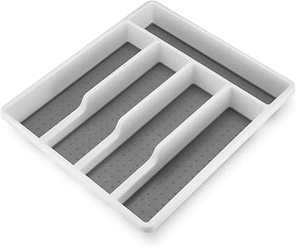 Cutlery Tray, 5 Compartments Cutlery Tray Organiser, Plastic Cutlery Drawer Organiser, Drawer Organizer Divider, Utensil Storage for Kitchen Silverware Spoons Forks Knives Utensil Home Office على Amazon.ae - متتبع الأسعار