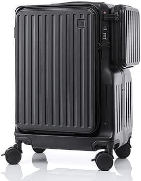 Skycare Carry On Luggage - Airline Lightweight Hardside Spinner Suitcase, USB Charging, Front Pocket, and Cup Holder (Black) on Amazon.ae - Price Tracker