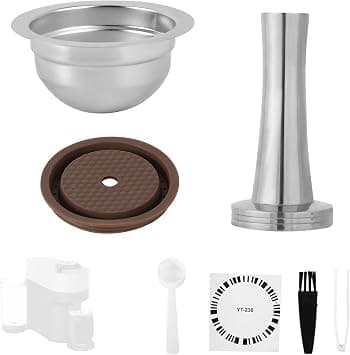 Reusable Coffee Pods Set, Stainless Steel Refillable Coffee Capsules with Tamper Silicone Lid Spoon Tweezers Barcode Stickers Brush for Nespresso Vertuo Delonghi ENV135/ENV150/GCA1/Vertuo Next on Amazon.ae - Price Tracker