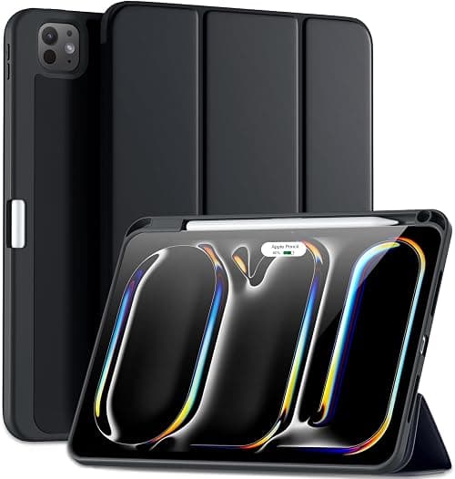 Maledan Case for iPad Pro 11 2024 (M4 5th Generation) with Pen Holder, Flexible TPU Back Protective Case Supports Apple Pencil Pro/USB-C, Auto Sleep/Wake, Black على Amazon.ae - متتبع الأسعار