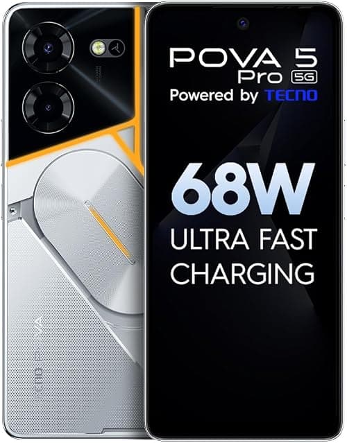 TECNO Pova 5 Pro 5G (Silver Fantasy, 8GB RAM,256GB Storage)| Segment 1st 68W Ultra Fast Charging | India's 1st Multi-Colored Backlit ARC Interface | 50MP AI Dual Camera |6.78”FHD+ Dot-in Display on Amazon.ae - Price Tracker