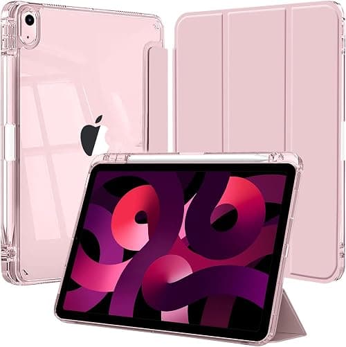 Case for iPad Air 11 Inch M4/M3/M2 (2026/2025/2024), iPad Air 5th/4th (2022/2020) with Pencil Holder, Clear Transparent Back Slim Stand Shockproof Tablet Cover, Pink on Amazon.ae - Price Tracker