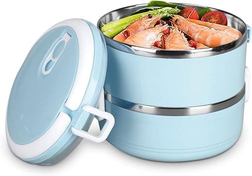 Stainless Steel Thermal Lunch Box, Portable Bento Box Food Container 2 Layer Stackable Leak-Proof Snack Box for School Office Work Home Picnic على Amazon.ae - متتبع الأسعار