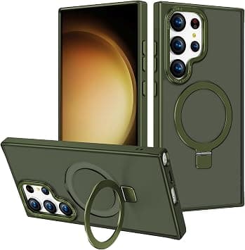 Magnetic Case Compatible with Samsung Galaxy S25 ULTRA,Translucent Matte Back Non-slip Phone Cover Protective Shockproof with Stand,Green on Amazon.ae - Price Tracker