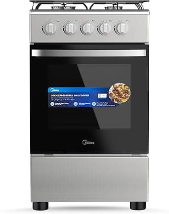 Midea 50x55cm Freestanding Cooker, Full Gas Cooking Range With 4 Burners, Manual Ignition And Full Safety MFO-MG20TE-OL Silver on Amazon.ae - Price Tracker