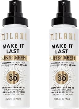 Milani Sunscreen Setting Spray + Primer, Make It Last Sunscreen for Face- SPF 30 UVA & UVB Protection Antioxidant Rich Formula for Broad Spectrum Protection, Prime + Set + Protect, 2.02Fl. Oz - 2 Pack on Amazon.ae - Price Tracker