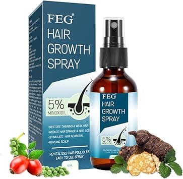 FEG -5% Minoxidil Hair Growth Serum Spray | Minoxidil For Men and Women Hair Beard Biotin Regrowth Serum Treatment For Getting Thicker Healthier Hair Growth Oil on Amazon.ae - Price Tracker