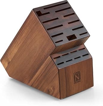 Cook N Home Acacia Wood Knife Storage Block without Knives, 20 Slot Universal Knife Holder Countertop Butcher Block Knife Stand for Easy Kitchen Storage on Amazon.ae - Price Tracker