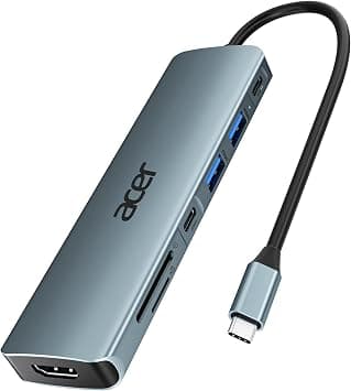 Acer USB C Hub 7-in-1, Multi-Port Type-C Adapter Hub to 4K HDMI, Micro SD Card Reader, USB C & USB A 3.0, 100W PD, Compatible with iPad Pro, MacBook Pro, Laptops - Best Deal Finder