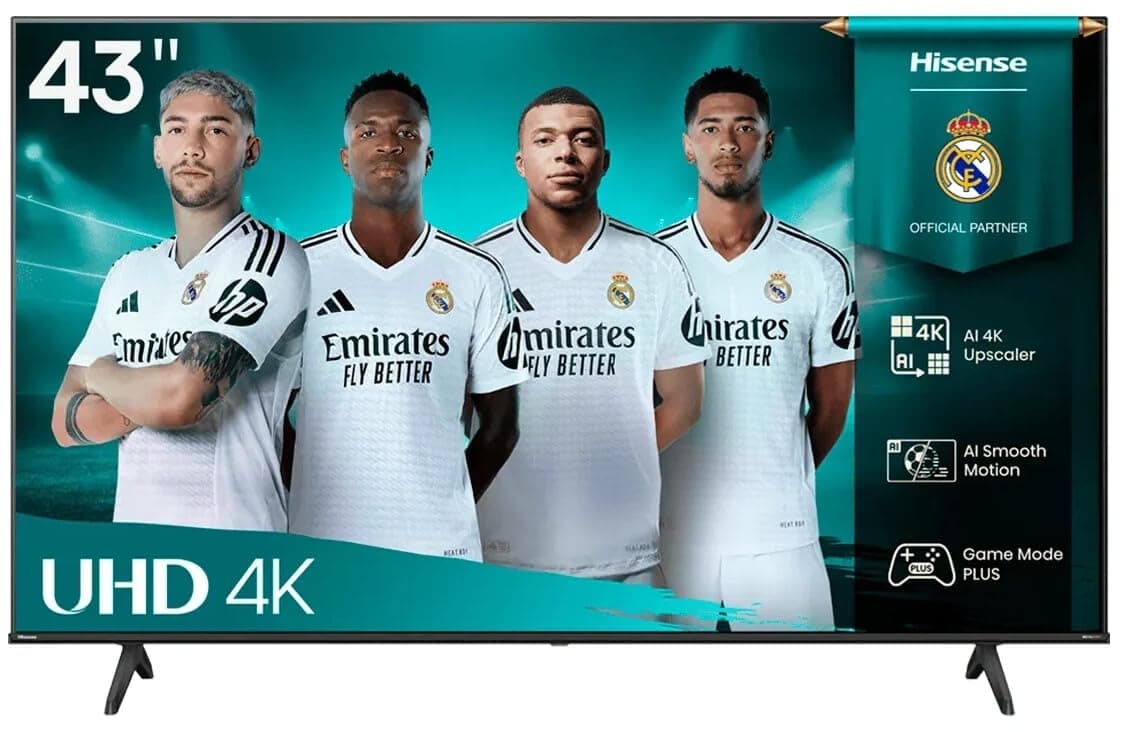 Hisense 43-Inch 4K UHD Smart TV (43A61Q, 2025) — VIDAA OS | Dolby Atmos & Dolby Audio | Game Mode PLUS (VRR, ALLM) | 4K AI Upscaler, Voice Remote, Wi-Fi, Bluetooth, HDMI eARC on Amazon.ae - Price Tracker