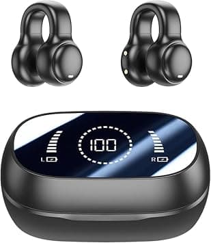 Wireless Bluetooth Earbuds, Open Ear Earbuds,Sport Earbuds, Clip-on Earphones, Noise reduction, water resistance, Hi-Fi sound quality, suitable for playing games,to music (LED display)(M47 Black) on Amazon.ae - Price Tracker