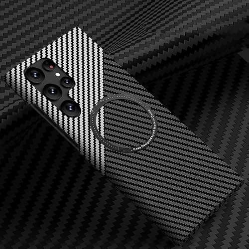 Carbon Fiber Texture Magnetic Phone Case For Samsung Galaxy S25 Ultra (Black Silver) on Amazon.ae - Price Tracker