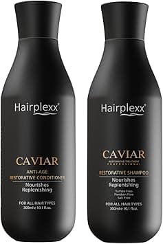 HAIRPLEXX CAVIAR ANTI-AGE RESTORATIVE TREATMENT PROFESSIONAL Shampoo & Conditioner Set l Hydrated Home Care Maintenance - Restore Hair Volume, Shine, Straight and Softness (300ml) on Amazon.ae - Price Tracker