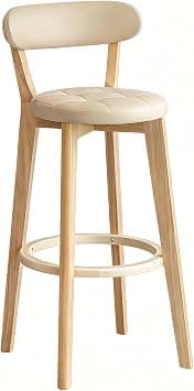Beauenty Wooden Bar Stools, 70CM Height Counter Chair with Back Upholstered, Simple Modern Bar Chairs for Bar Home Kitchen Restaurant Counter (Khaki) on Amazon.ae - Price Tracker