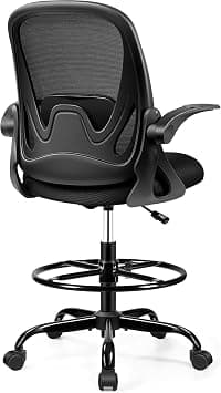 Skade Drafting Chair Tall Office Chair with Flip-up Armrests, Adjustable Height, and Enhanced Lumbar Support - Ergonomic Rolling Stool, Back Support, and Adjustable Foot Rest Ring for Standing Desk على Amazon.ae - متتبع الأسعار