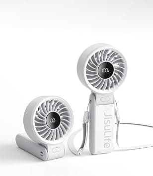 JISULIFE Handheld Fan Life7,Powerful Portable Fan with LED Display,3600mAh,150°Folded,5 Speeds,Lanyard[13Hrs Max Cooling]3-IN-1 Hand/Desk/Neck Fan,Summer Essentials for Travel,Concert,Lash(Grey) on Amazon.ae - Price Tracker