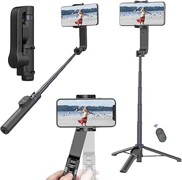 Fisherfans Selfie Stick Gimbal Stabilizer, Gimbled Phone Holder with Wireless Remote Tripod 1-Axis Handheld Smartphone Portable Gimbal for Tiktok Vlog Youtuber Live Video Recording on Amazon.ae - Price Tracker