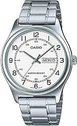 Casio Men's Silver Dial Leather Analog Watch - متتبع أسعار Amazon.sa