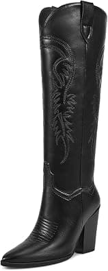ISNOM Knee High Boots womens Western Boot - Best Deal Finder