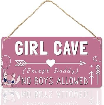 Cute Room Decor Signs For Teen Girls Stitch Bedroom Decor Kids Room Door Sign Pink Wall Decorations Girl Cave No Boys Allowed Signs Cool Things For Your Room Signs,6 x 12 inch (PINKWOODSD) - Amazon.ae Price Tracker