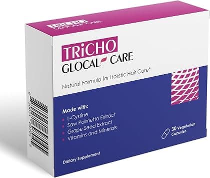 GlocalCare Tricho - Hair Growth Supplement, DHT Blocker with Saw Palmetto, 5000mcg Biotin & L-Cysteine - Revitalizes Thinning Hair, Stimulates Follicles & Promotes Regrowth in Men & Women - 30 ct on Amazon.ae - Price Tracker