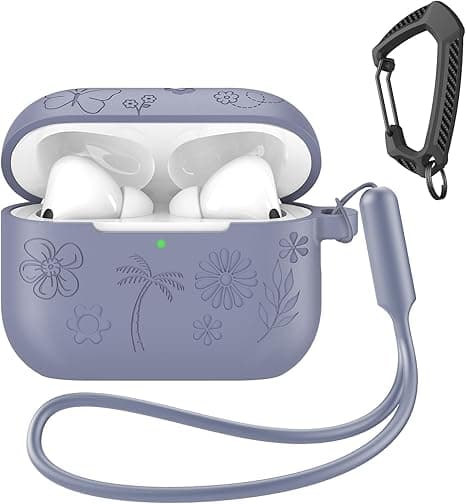 Flower Design Compatible with AirPods Pro 3 Case with Keychain/Hand Strap, Pro 3rd Generation[2025] Silicone Protective Headphone Cover Support Wireless Charging-Lavender Purple on Amazon.ae - Price Tracker