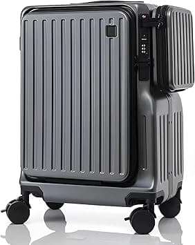 Skycare Carry On Luggage - Airline Lightweight Hardside Spinner Suitcase, USB Charging, Front Pocket, and Cup Holder (Gray) on Amazon.ae - Price Tracker