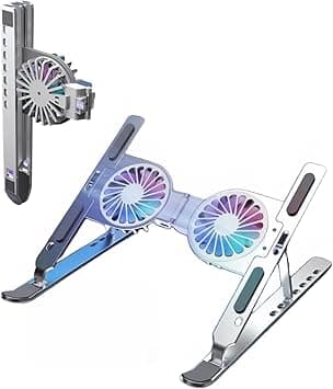 laptop cooling pad Foldable portable laptop stand with Turbo fans, Dual RGB Fan USB Powered, 7 adjustable Heights riser for 12 to 19" gaming laptop, ipad tablet stand holder notebook cooler. on Amazon.ae - Price Tracker