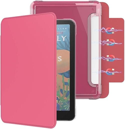 Vurtboly Detachable Magnetic Case for All-new 7'' Kindle Colorsoft 2025/2024 and Kindle Paperwhite 12th Gen 2024, Slim PU Shell Cover Scratch-Proof Clear PC Back Case with Auto Wake/Sleep (Pink) on Amazon.ae - Price Tracker
