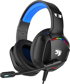 Gaming Headset with Microphone for Pc, Xbox One Series X/s, Ps4, Ps5, Switch, Stereo Wired Noise Cancelling Over-Ear Headphones with Mic, RGB, for Computer, Laptop, Mac, Nintendo, Gamer (Blue) - Amazon.ae Price Tracker