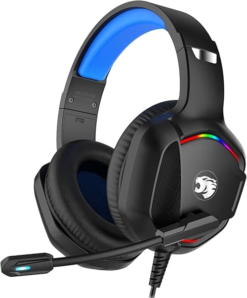 Gaming Headset with Microphone for Pc, Xbox One Series X/s, Ps4, Ps5, Switch, Stereo Wired Noise Cancelling Over-Ear Headphones with Mic, RGB, for Computer, Laptop, Mac, Nintendo, Gamer (Blue) on Amazon.ae - Price Tracker