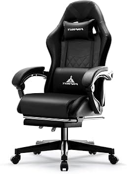 Gaming Chair,Ergonomic Massage Computer Office Desk Chair with Footrest,Pocket Spring Cushion,Reclining Leather Adjustable Gamer Chair with Headrest and Lumbar Support,Black على Amazon.ae - متتبع الأسعار