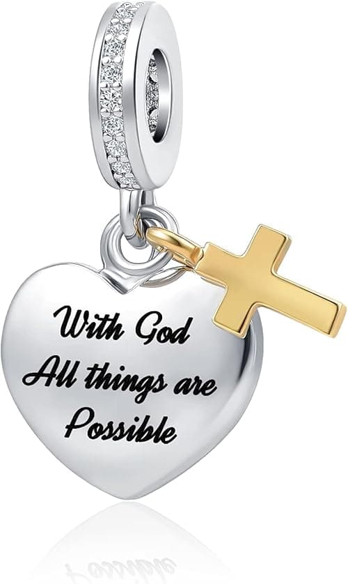 QeenseKc Cross Charm with God All Things are Possible Religious Dangle Bead Fits Pandora Bracelets on Amazon.ae - Price Tracker