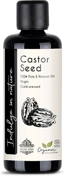 Aroma Tierra Castor Oil (Castor Seed) - 100% Pure, Organic, Cold Pressed, Hexane Free - For Hair Growth, Skin, Beard, Eyelashes, Eyebrows, Joint Pain - 100ml on Amazon.ae - Price Tracker