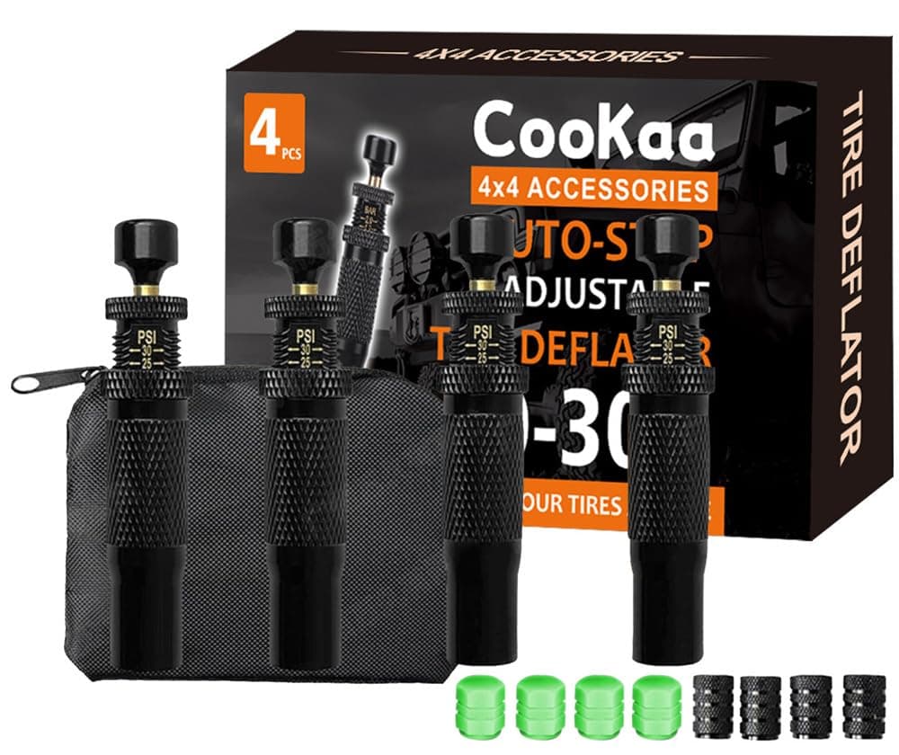 CooKaa Adjustable Auto-Stop Tire Deflator Valve Kit(10-30 PSI),Desert Off-road Quick Deflation, And Portable Quick Tire Decompression Valve(4 PCS ) on Amazon.ae - Price Tracker