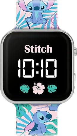 Disney Kids Lilo & Stitch LED Quartz Silicone Strap Blue Watch LAS4091 - Best Deal Finder