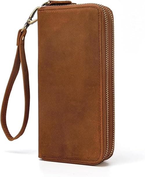 LUUFAN Men's Genuine Leather Long Wallet Chain Wallet Card holder Wallet with Coin Pocket on Amazon.ae - Price Tracker