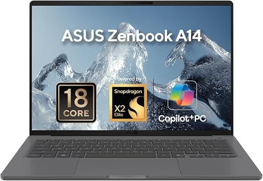 ASUS Zenbook A14 AI Laptop (Iceland Gray) | Snapdragon X2 Elite 18-core, 14"WUXGA OLED Display, 16GB LPDDR5 RAM, 1TB SSD, Qualcomm Adreno GPU,Qualcomm Hexagon NPU up to 80TOPS, Win11 [UX3407NA-QD087W] on Amazon.ae - Price Tracker