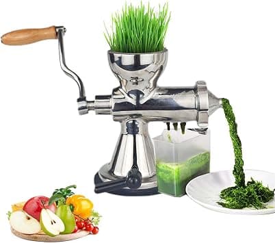 Manual Wheatgrass Juicer, Stainless Steel Hand Crank for Wheatgrass & Leafy Green, Hand Fruit& Vegetables Squeezer, Cold Press Juicer for Spinach, Baby Kale, Apples, Pomegranates, Celery, Ginger, etc. على Amazon.ae - متتبع الأسعار