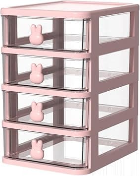 4 Tier Desktop Drawer Organizer, Cute Pink Storage Box with Transparent Drawers, Small Desk Organizer for Makeup, Stationery, Jewelry, Office Supplies & Accessories on Amazon.ae - Price Tracker